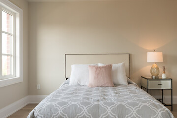 Simple Minimalist Bedroom Staged for Sale Real Estate