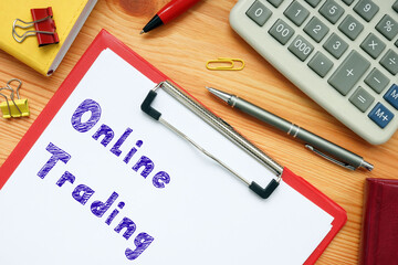 Business concept meaning Online Trading with sign on the page.