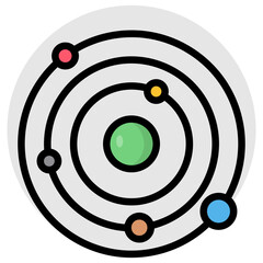 A flat design, icon of planet orbits