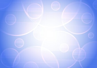 複数の円が広がる透明感のある青色の抽象背景