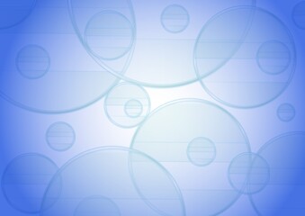 複数の円が広がる透明感のある青色の抽象背景