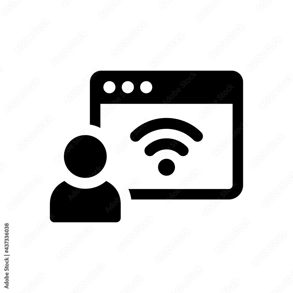 Poster User use wifi to access internet icon. Vector illustration