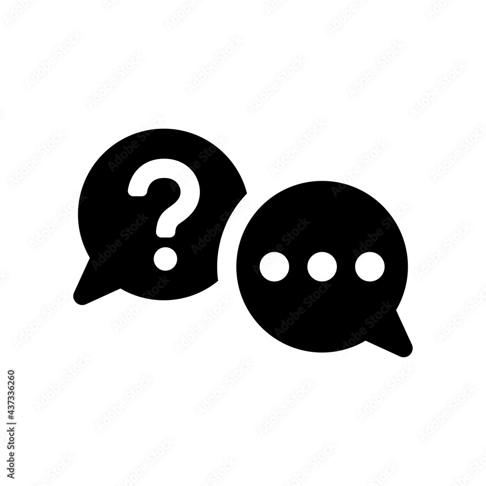 Poster Question and answer vector icon. Question mark in speech bubble asking for help. FAQ symbol.