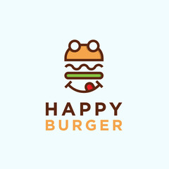 abstract burger logo. happy icon