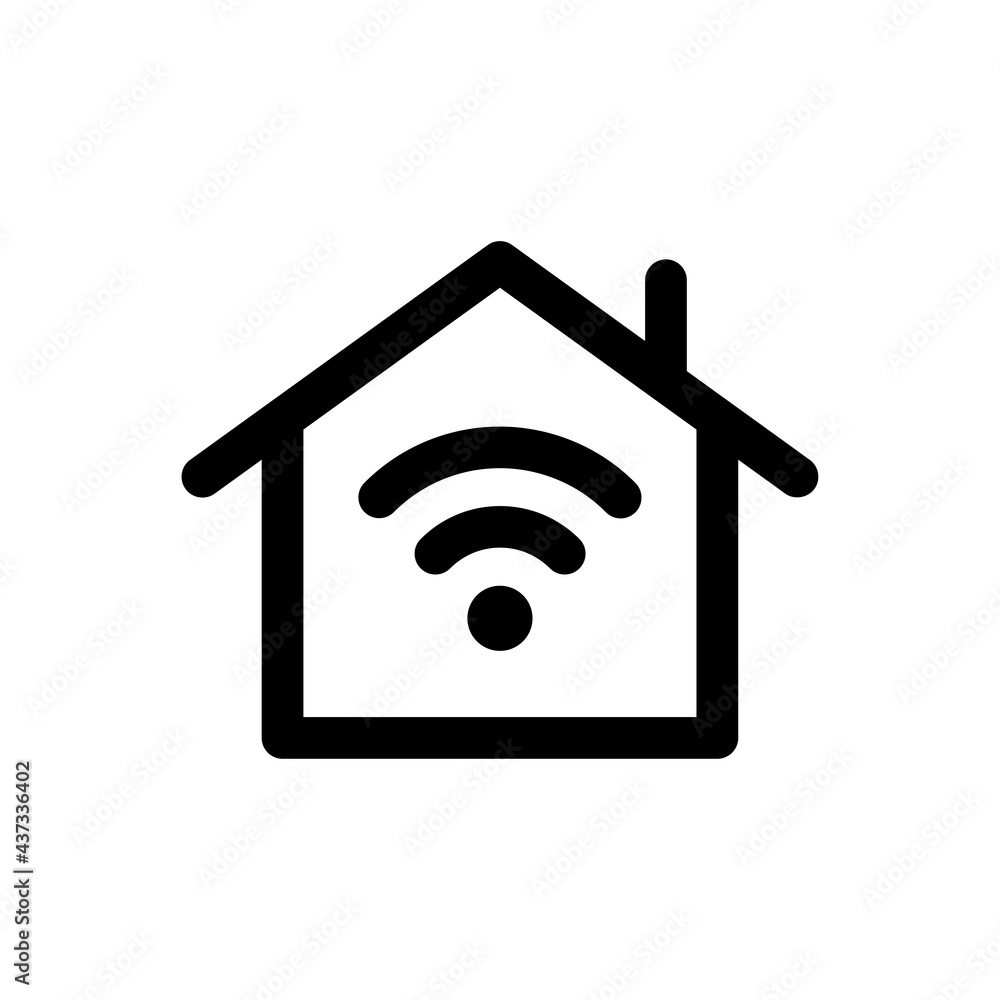 Poster smart home with wifi icon vector isolated on white