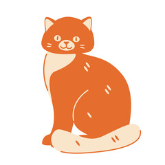 Red cat sitting. Vector illustration in flat cartoon style. Isolated on a white background.