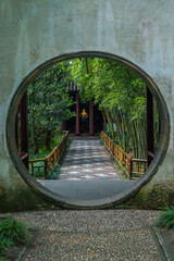 Inside view of Liu Yuan, a traditional Chinese garden and UNESCO heritage site in Suzhou, China.