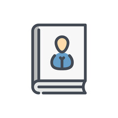 Address book and diary color line icon. Book with information about a person vector outline colorful sign.