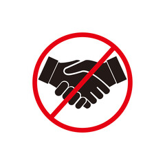 No handshake icon vector illustration. Stop contact. No deal. No physical contact. Prevention of coronavirus disease 