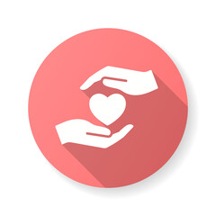Charity icon with long shadow for graphic and web design.