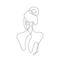 Woman One Line Drawing. Female Figure Continuous Line Art Drawing. Woman Body Back Illustration. Abstract Poster, Minimalist Sketch Naked Silhouette. Vector EPS 10