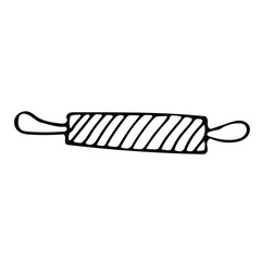 Cute single vector element-rolling pin. Hand-drawn sketch illustrations for the design of restaurants, bakeries, cafes, advertising, prints, emblems and logos.