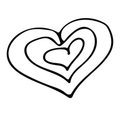 Cute single vector element is a heart-shaped bun. Hand-drawn sketch illustrations for the design of restaurants, bakeries, cafes, advertising, prints, emblems and logos.