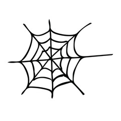 Cute vector illustration of a round spider web. Hand-drawn sketch elements for Halloween design, greetings, invitations, advertising, prints.