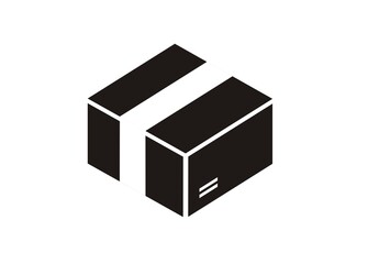 Sealed paper box simple illustration in black and white.
