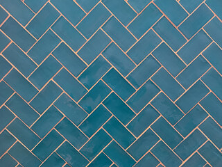 Vibrant turquoise blue tiles on a wall of a building Sydney NSW Australia