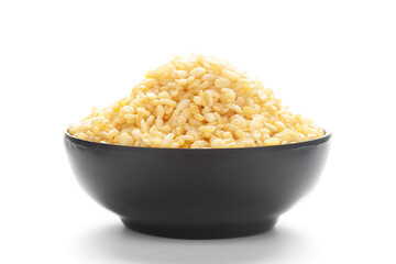 Close-Up of Crunchy Moong Dal in a black Ceramic bowl, made with roasted Mung bean. Indian spicy...