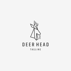 Deer head polygonal outline logo icon design template vector illustration