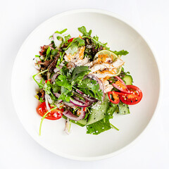 salad with fresh chicken and vegetables