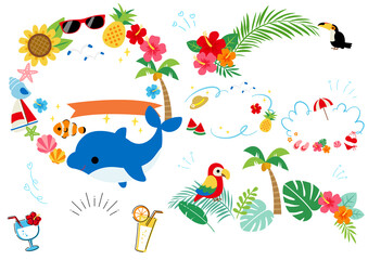 Obraz premium 海イラスト 文字なしバージョン