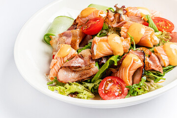 seafood salad on the white background