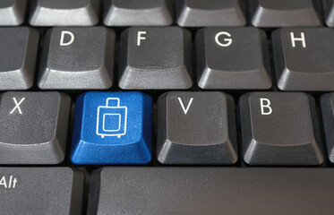 Luggage symbol button on computer keyboard, Take a vacation, Travel concept
