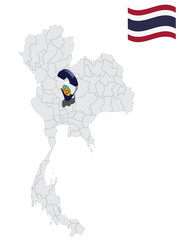 Location of Lopburi Province on map Thailand. 3d Lopburi flag map marker location pin. Quality map with Provinces of Thailand for your web site design, app, UI. EPS10.