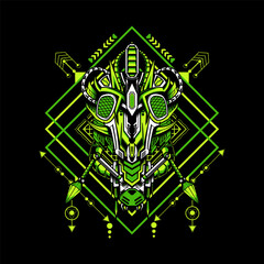 Vector of Insect Head with sacred geometrical frame can use for template and t shirt design