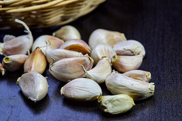 garlic clove on a wooden table