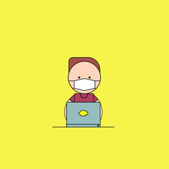 sick work from home Illustration. modern simple vector icon, flat graphic symbol in trendy flat design style. wallpaper. lockscreen. pattern. frame, background, backdrop, sign, logo.