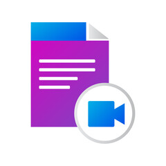 file icon. file with video button icon. gradient style vector icon