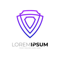 Abstract shield logo with line design template, simple style