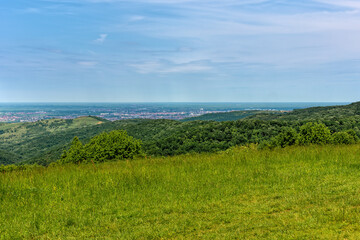 Fototapeta na wymiar View of Novi Sad from the mountain Fruska Gora. 