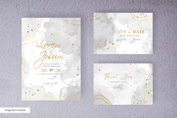 Editable Wedding invitation card set template with Watercolor splash