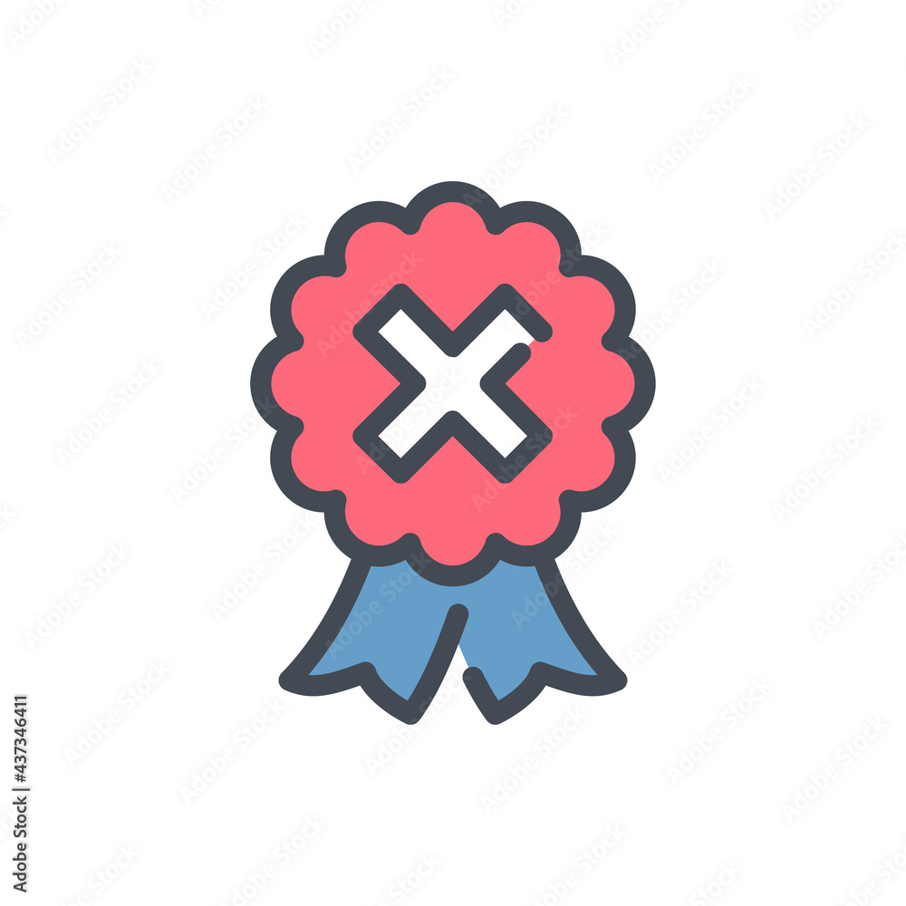 Aufkleber cancel ribbon color line icon. cancellation and rejection of reward vector outline colorful sign.