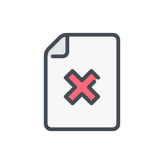 Obraz premium Cancel document color line icon. Wrong doc and delete file vector outline colorful sign.
