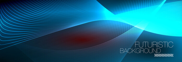 Abstract neon glowing light in the dark with waves. Shiny magic energy and motion concept, vector abstract wallpaper background