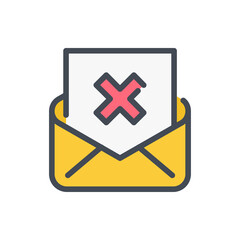 Obraz premium Cancel email color line icon. Mail with negative information, remove email vector outline colorful sign.