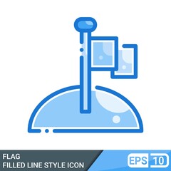 flag icon in filled line style isolated on white background. EPS 10
