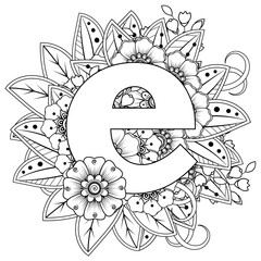 Mehndi flower for henna, mehndi, tattoo, decoration. decorative ornament in ethnic oriental style. doodle ornament. outline hand draw illustration. coloring book page.