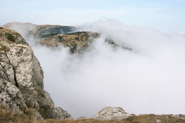 Foggy mountain landscape