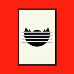 sunset  strips abstract contemporary aesthetic posters, wall art decor, mid century modern minimalist print, organic shapes, Background, Modern art vector Illustration brush painting geometric.