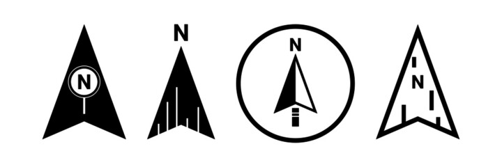 North arrows symbol vector set. Compass direction logo.