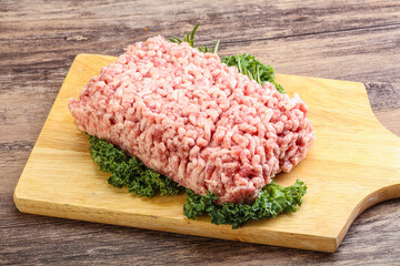 Raw pork minced meat for cooking