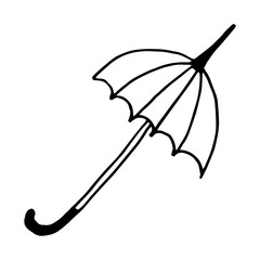  Vector illustration of an open umbrella in style doodle