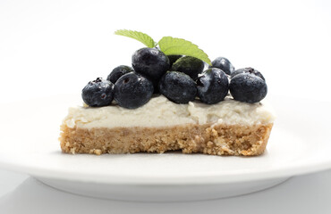 Fototapeta premium cheese pie with berries white background