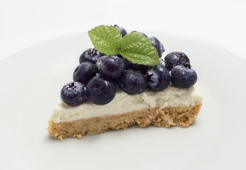 cheese pie with berries white background