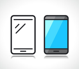 smartphone flat and line icon