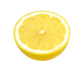 Yellow ripe lemon slices isolated on white background,Half lemon.