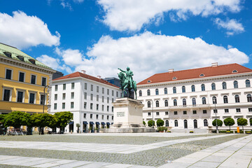 Wittelsbacherplatz in Munich, blue sky